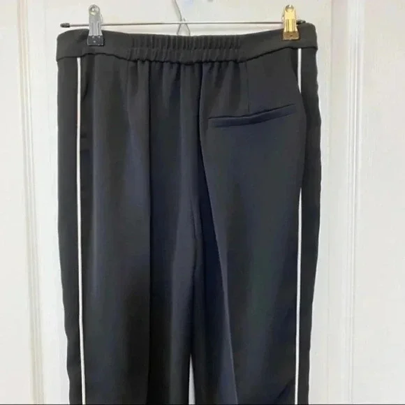 Topshop Trousers Relaxed Fit Pleated Pants Black White Side Stripe Size 4 - Picture 11 of 14